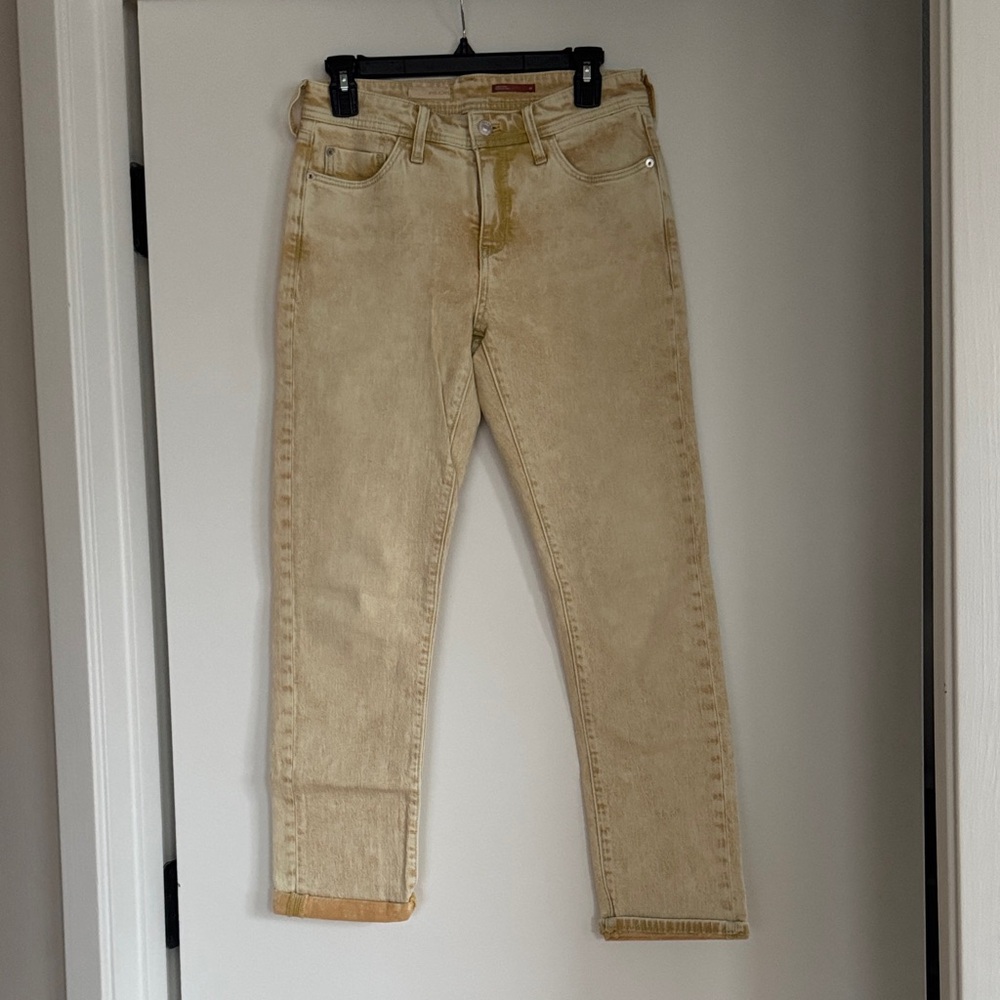 Never Worn Anthropologie Slim Boyfriend Light Gold Denim, Size 26